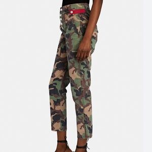 Veronica Beard Arya Cargo Straight Crop Jeans Womens 29 Camouflage High Rise